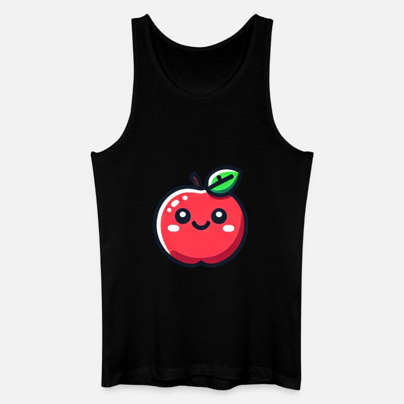 Fröhlicher Cartoon-Apfel - Männer Bio Tank Top - Schwarz
