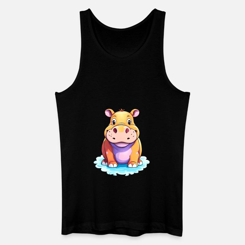Hippopotamus Niedliches Nilpferd - Männer Bio Tank Top - Schwarz