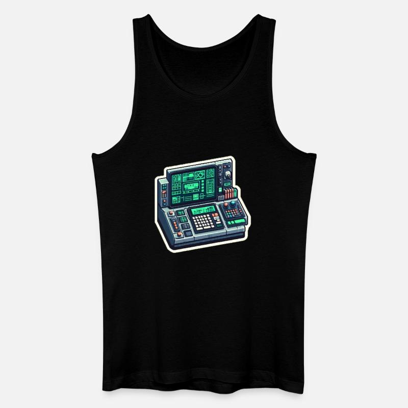 Retro Computer Console Neon - Männer Bio Tank Top - Schwarz