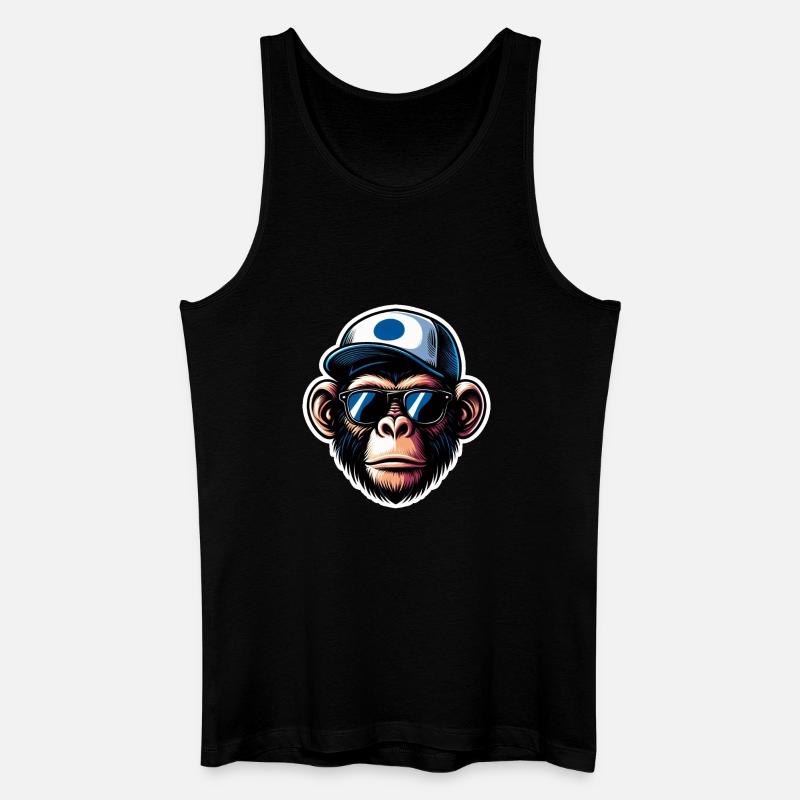 Affe Brille Cap - Männer Bio Tank Top - Schwarz