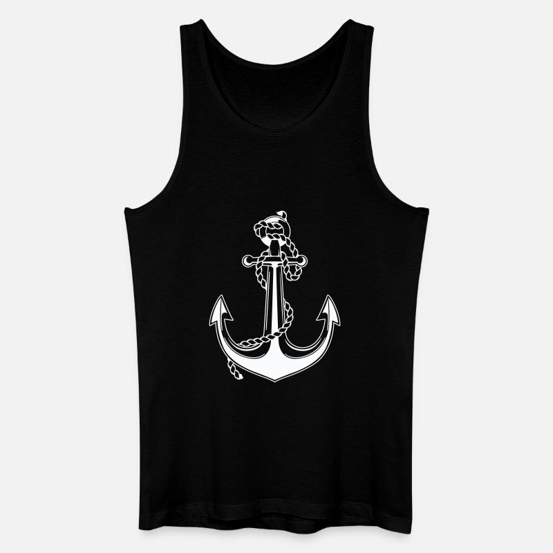 Anker mit Seil Motiv - Männer Bio Tank Top - Schwarz
