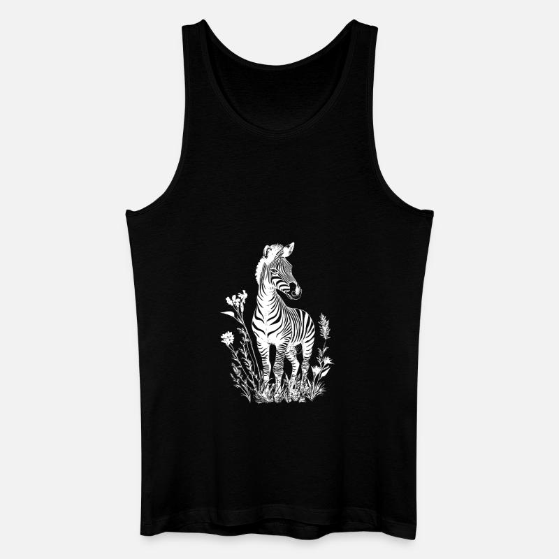 Zebra Blumen Floral - Männer Bio Tank Top - Schwarz