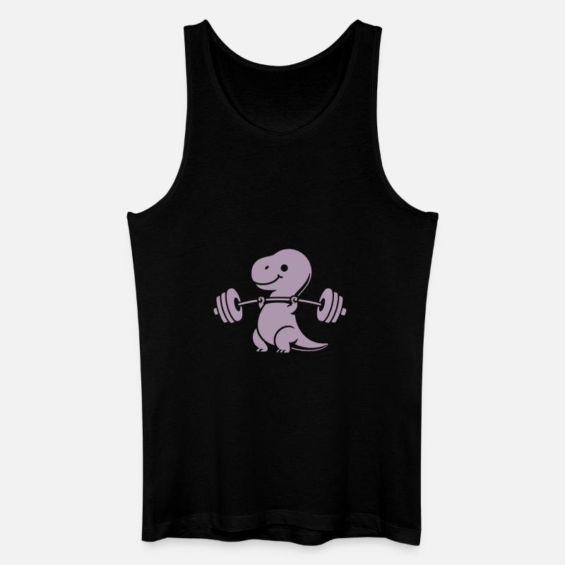 T-Rex mit Hantel Workout - Männer Bio Tank Top - Schwarz