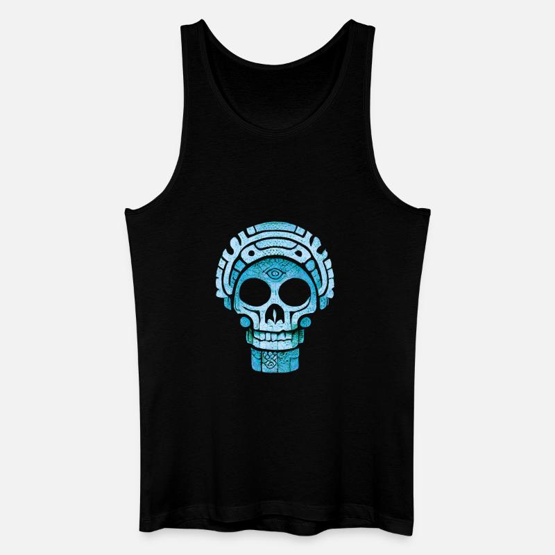 Blauer Maya-Schädel - Männer Bio Tank Top - Schwarz