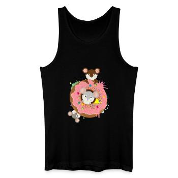 drei putzige Mäuse und ein Donut mit rosa Glasur - Männer Bio Tank Top - Schwarz - Vorne