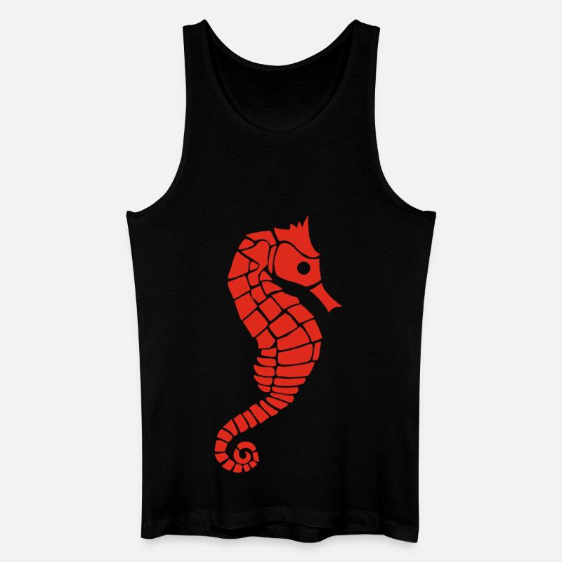 Rotes Seepferdchen - Männer Bio Tank Top - Schwarz