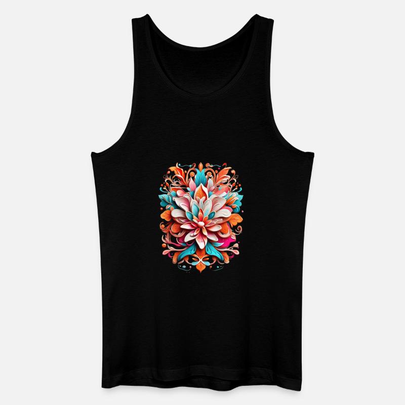 Farbenfrohes Blumenpracht-Muster - Männer Bio Tank Top - Schwarz
