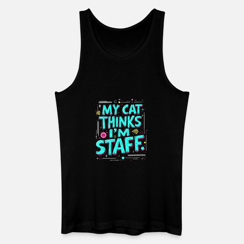 MEINE KATZE DENKT, ICH SEI MITARBEITER - Männer Bio Tank Top - Schwarz