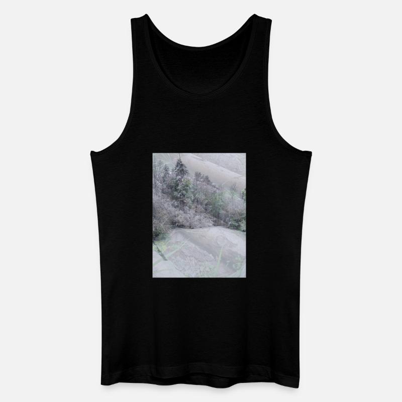 Schnee Landschaft auf Baumstämmen - Männer Bio Tank Top - Schwarz