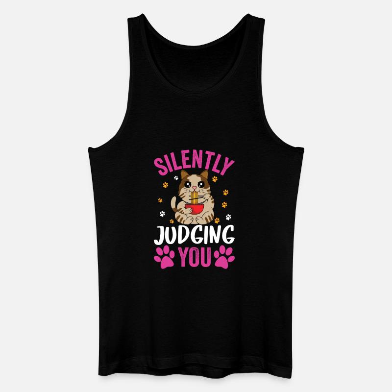Silently judging you cat - Männer Bio Tank Top - Schwarz