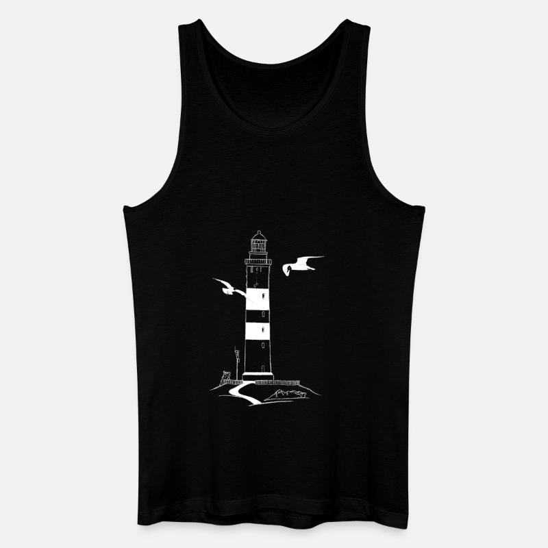 Leuchtturm von Amrum mit Möwen - Männer Bio Tank Top - Schwarz