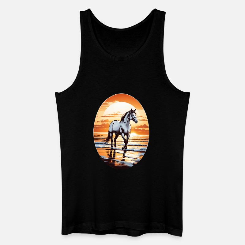 Pferd am Strand - Männer Bio Tank Top - Schwarz