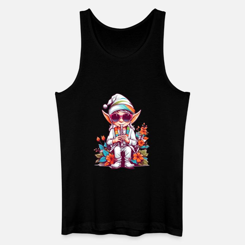 Elfe mit Flöte - Männer Bio Tank Top - Schwarz