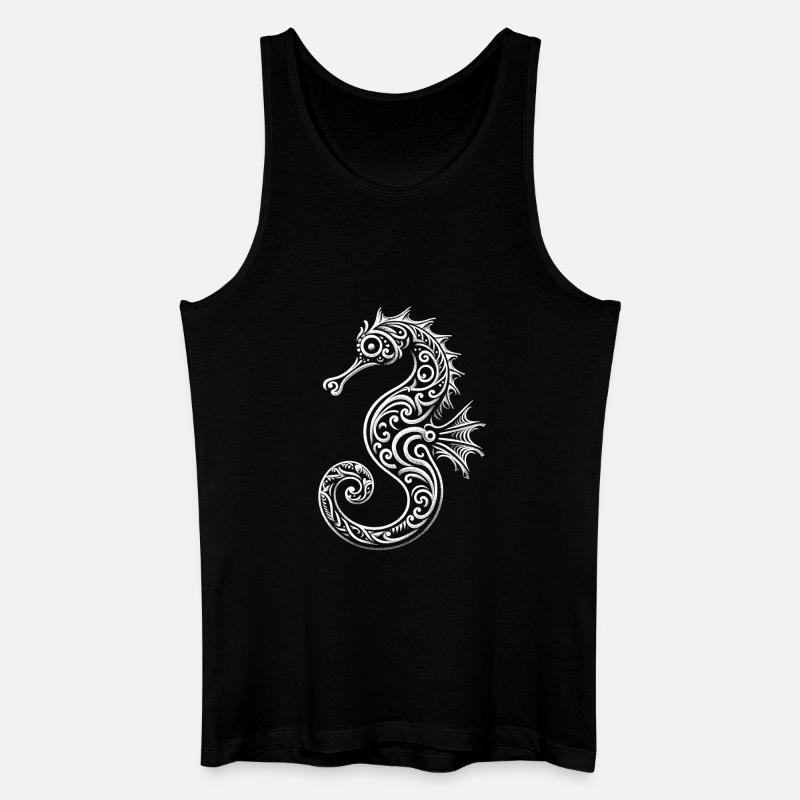 Dekoratives Seepferdchen Motiv - Männer Bio Tank Top - Schwarz
