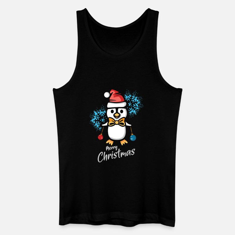 Weihnachtspinguin mit Schneeflocken - Männer Bio Tank Top - Schwarz