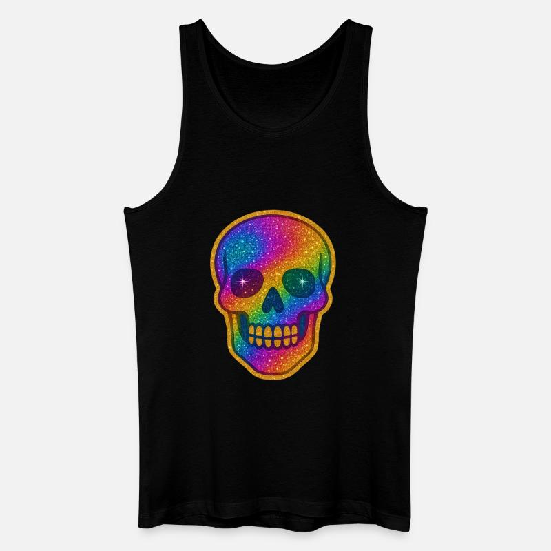 Regenbogen Glitzer Schädel - Männer Bio Tank Top - Schwarz
