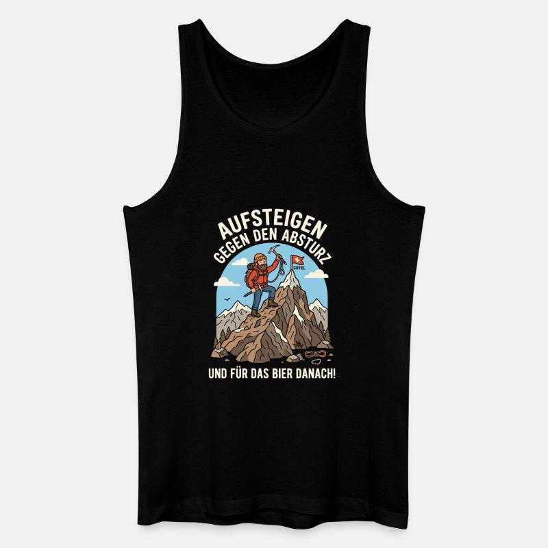 Bergsteiger gegen Abstieg Bier Danach - Männer Bio Tank Top - Schwarz