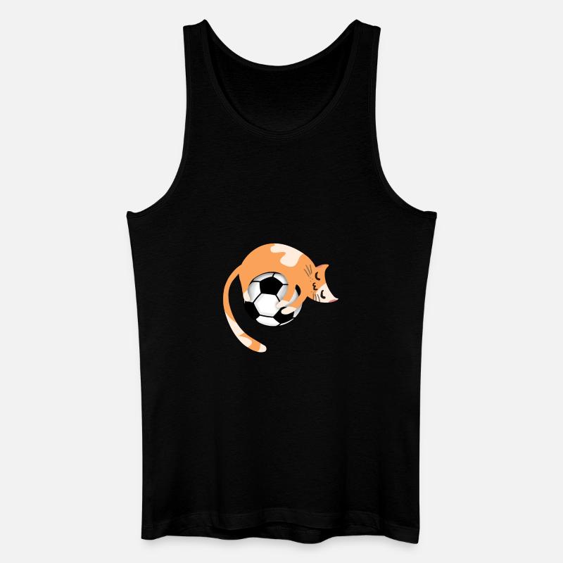 Katze mit Fußball - Männer Bio Tank Top - Schwarz