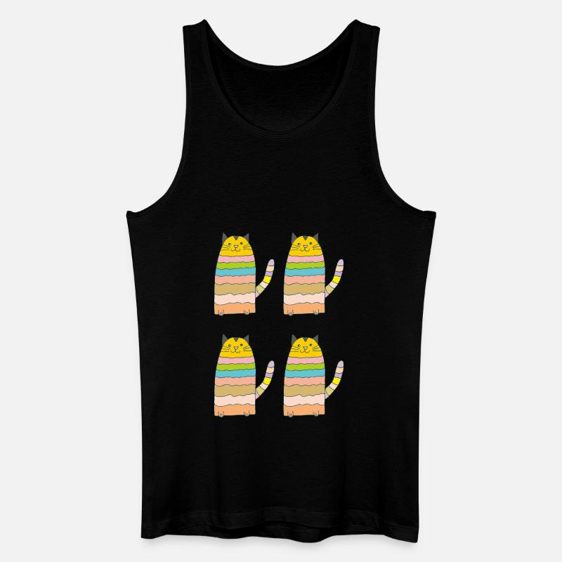 katze geringelt vierfach - Männer Bio Tank Top - Schwarz