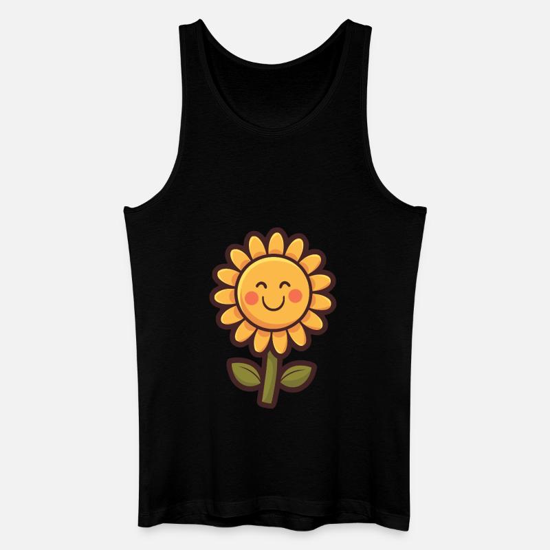 Weiche Sonnenblumen im Comic-Stil - Männer Bio Tank Top - Schwarz