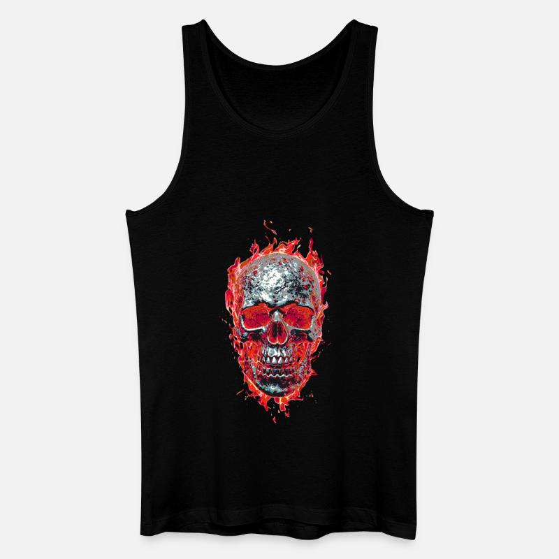 Brennender Totenkopf - Männer Bio Tank Top - Schwarz