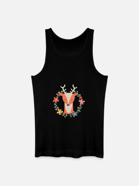 Zuckersüßer Hirsch mit Blumenranke - Männer Bio Tank Top - Schwarz
