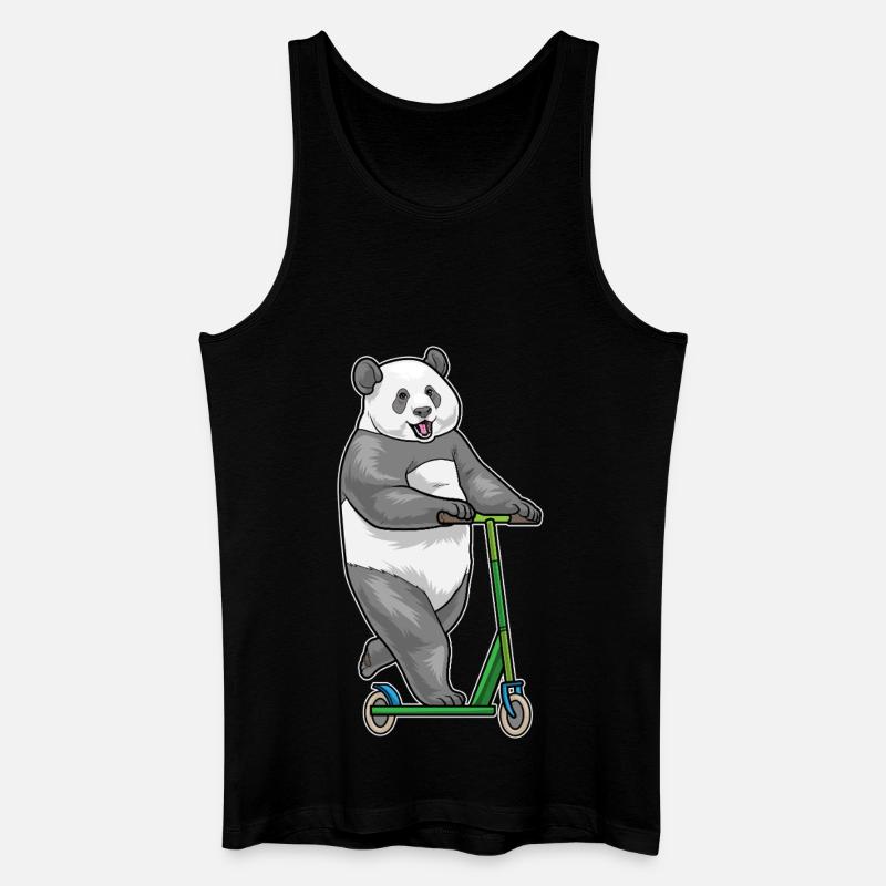 Panda Scooter - Männer Bio Tank Top - Schwarz