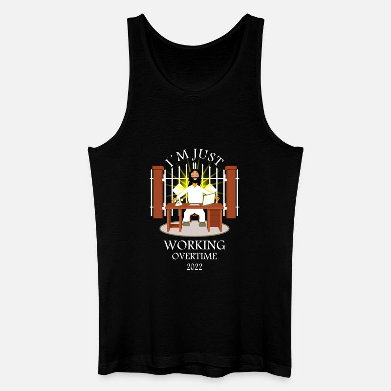 Gott macht Überstunden - Männer Bio Tank Top - Schwarz