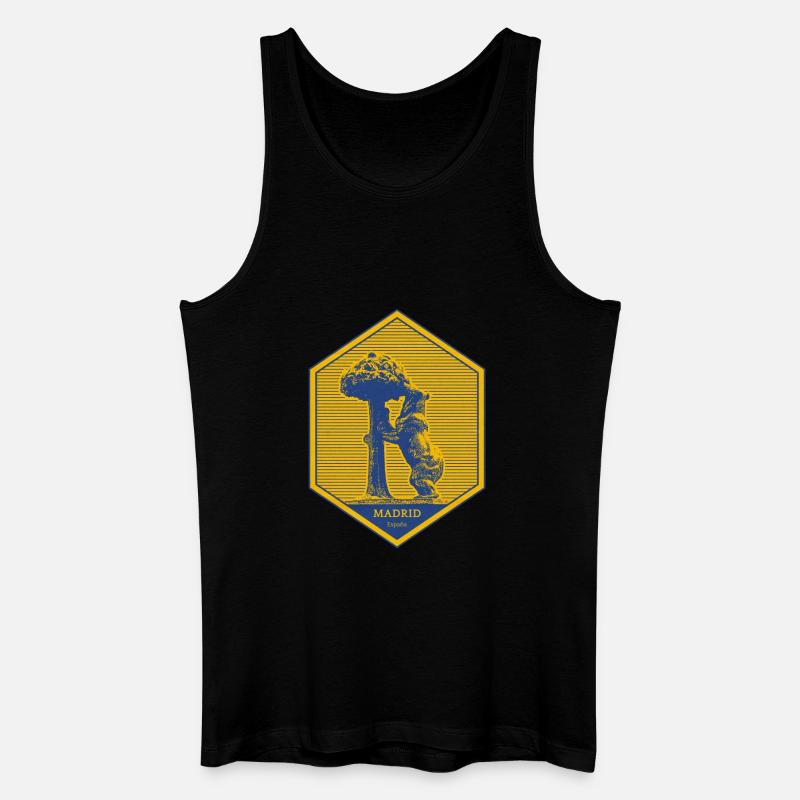 Madrid Emblem mit Bär und Baum - Männer Bio Tank Top - Schwarz