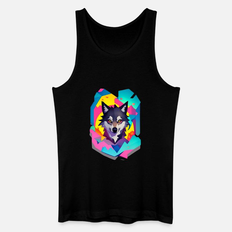 Wolf - Männer Bio Tank Top - Schwarz