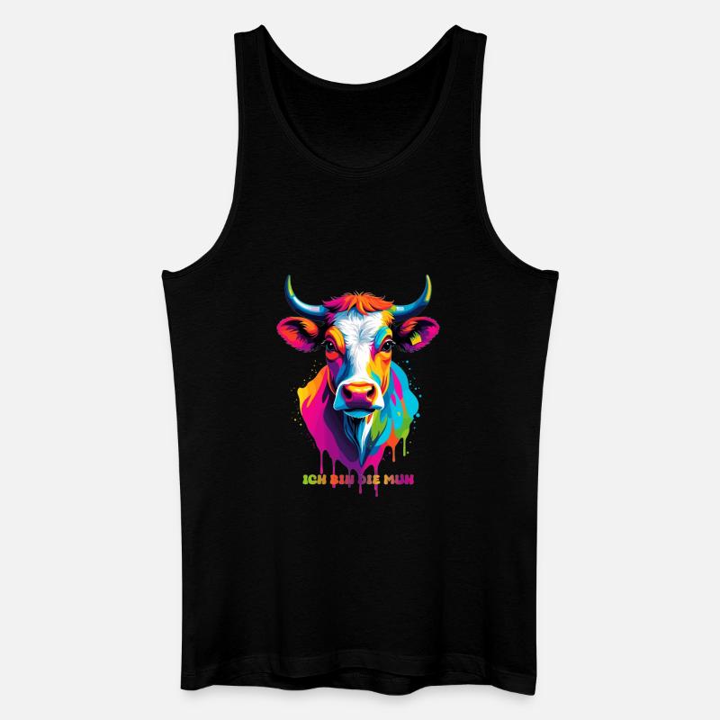 Süße bunte Kuh - Männer Bio Tank Top - Schwarz