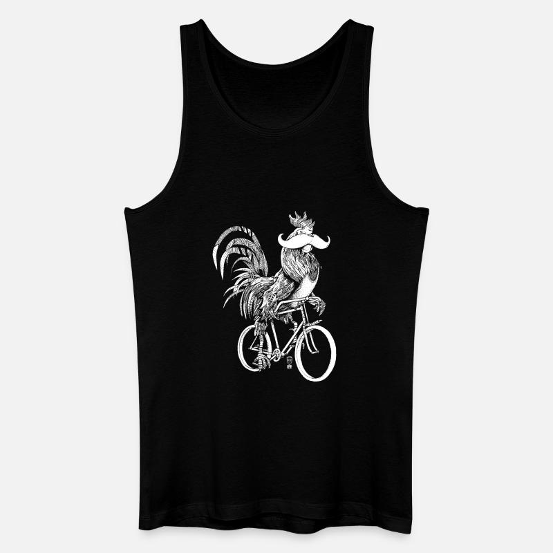 Rooster & Bicycles - white version - Men’s Organic Tank Top - black