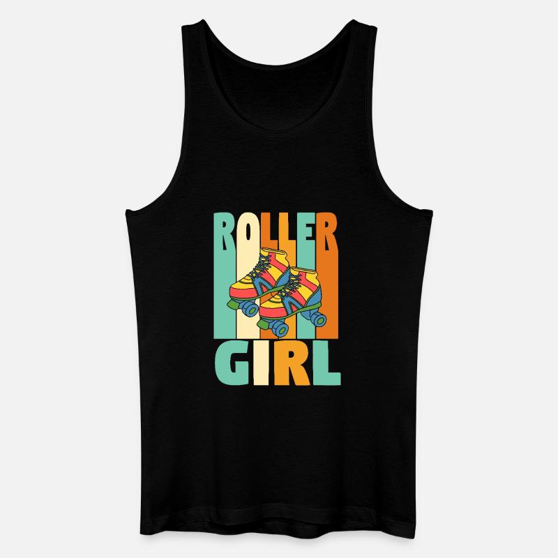 Retro Roller Mädchen - Männer Bio Tank Top - Schwarz