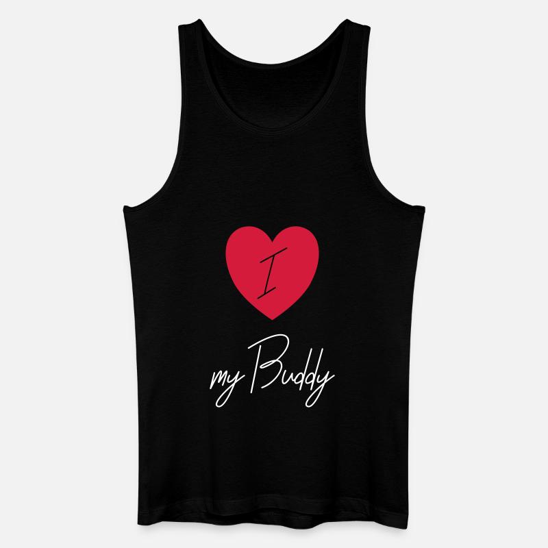 I LOVE MY BUDDY - Männer Bio Tank Top - Schwarz