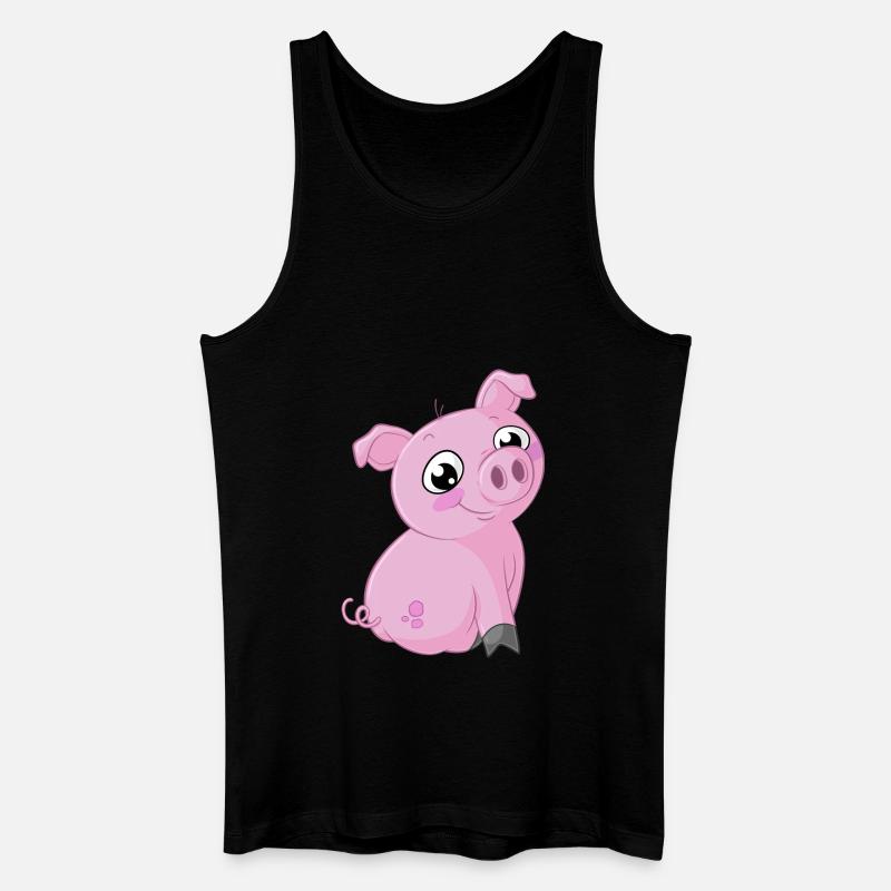 Süßes Comic Schweinchen - Männer Bio Tank Top - Schwarz