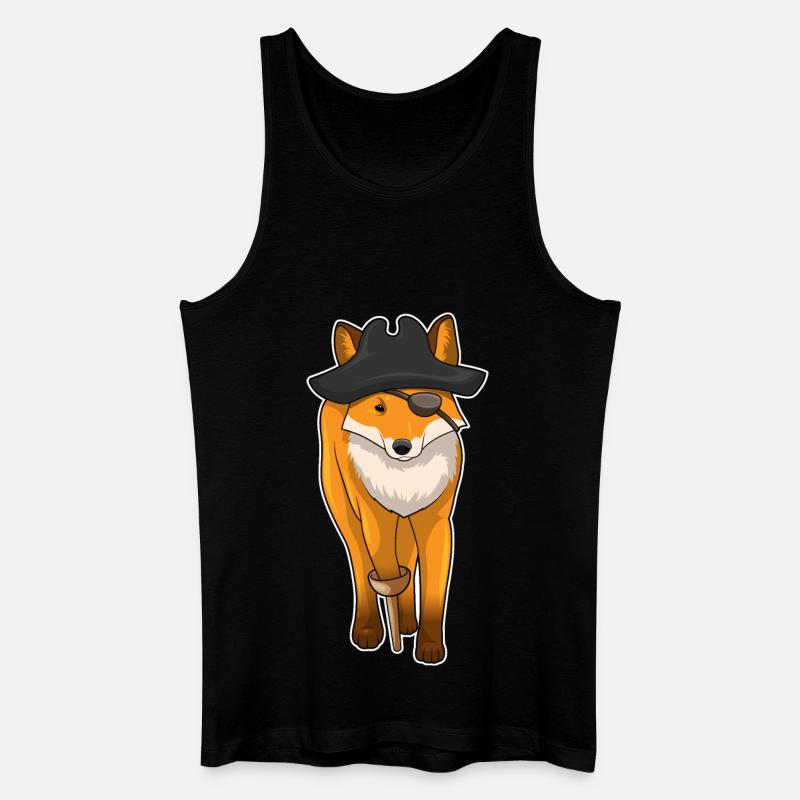 Fuchs Pirat Augenklappe - Männer Bio Tank Top - Schwarz