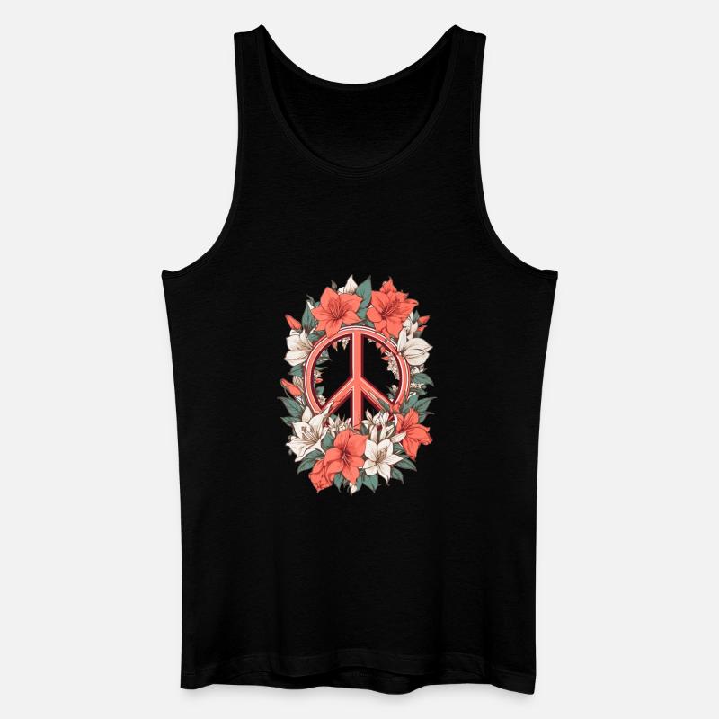 Friedenszeichen mit Amaryllis Blumen - Männer Bio Tank Top - Schwarz