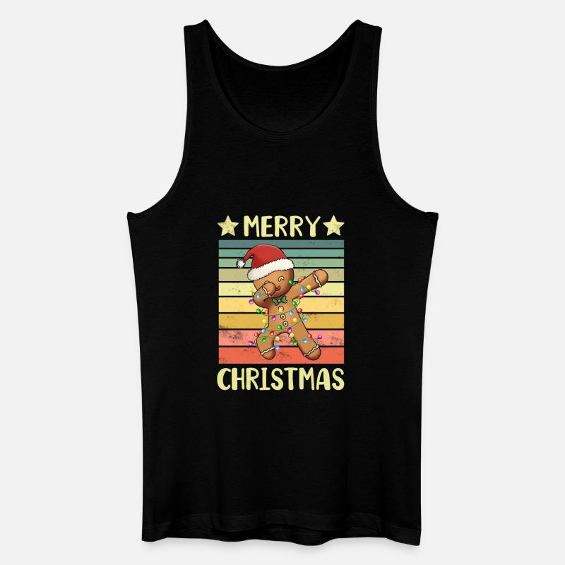 Frohe Weihnachten Lebkuchenmann - Männer Bio Tank Top - Schwarz