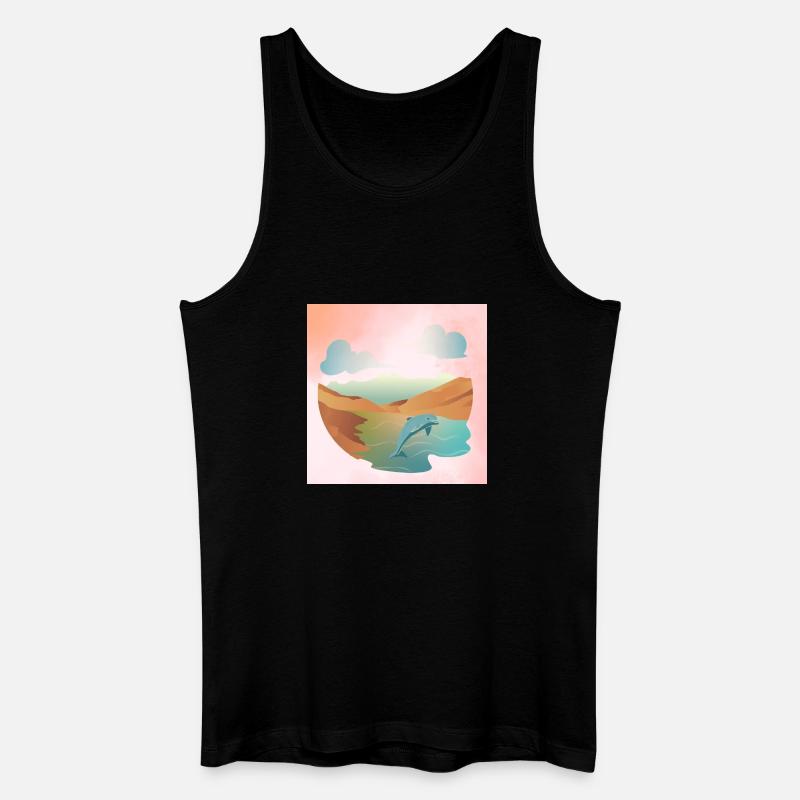 Delfin in Seelandschaft - Männer Bio Tank Top - Schwarz