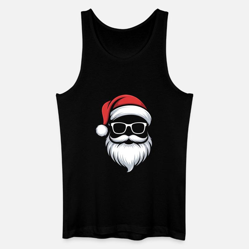Weihnachts-Santa mit Bart und Brille - Männer Bio Tank Top - Schwarz