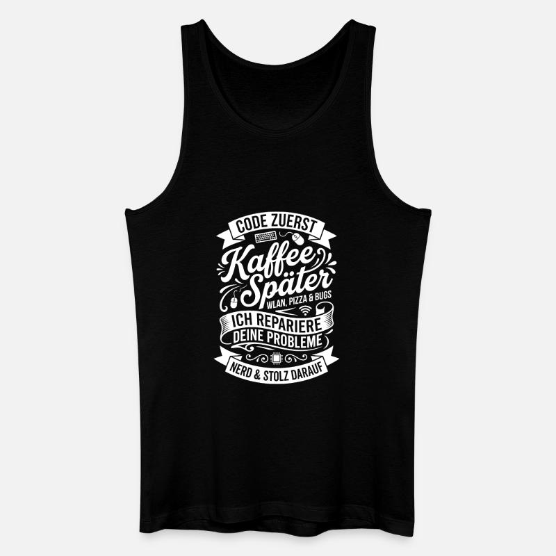 Code zuerst Kaffee Später - Männer Bio Tank Top - Schwarz
