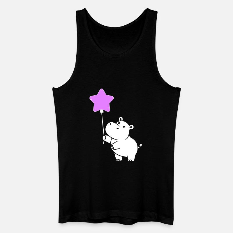 Süßes Nilpferd Stern Ballon Party - Männer Bio Tank Top - Schwarz