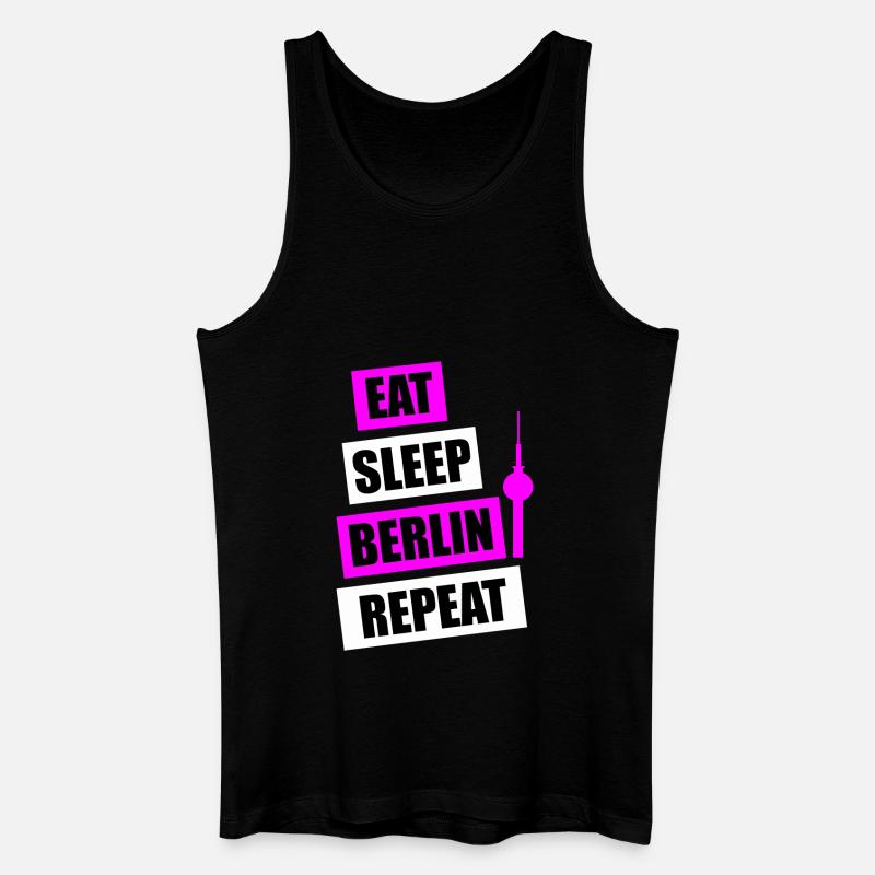 EAT SLEEP BERLIN PINK - Männer Bio Tank Top - Schwarz