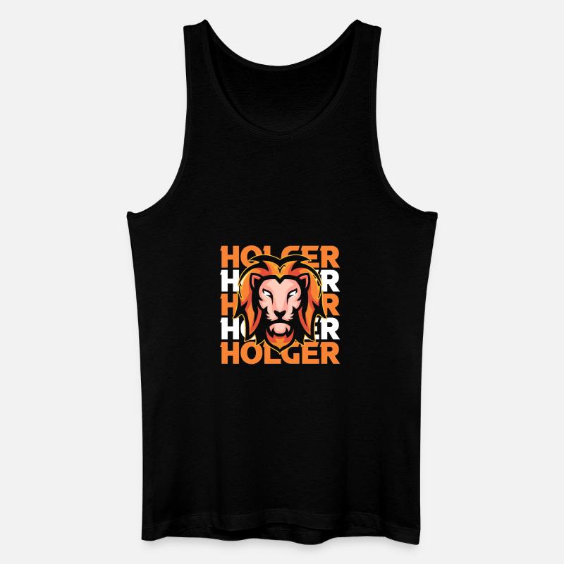 Löwe Holger - Männer Bio Tank Top - Schwarz