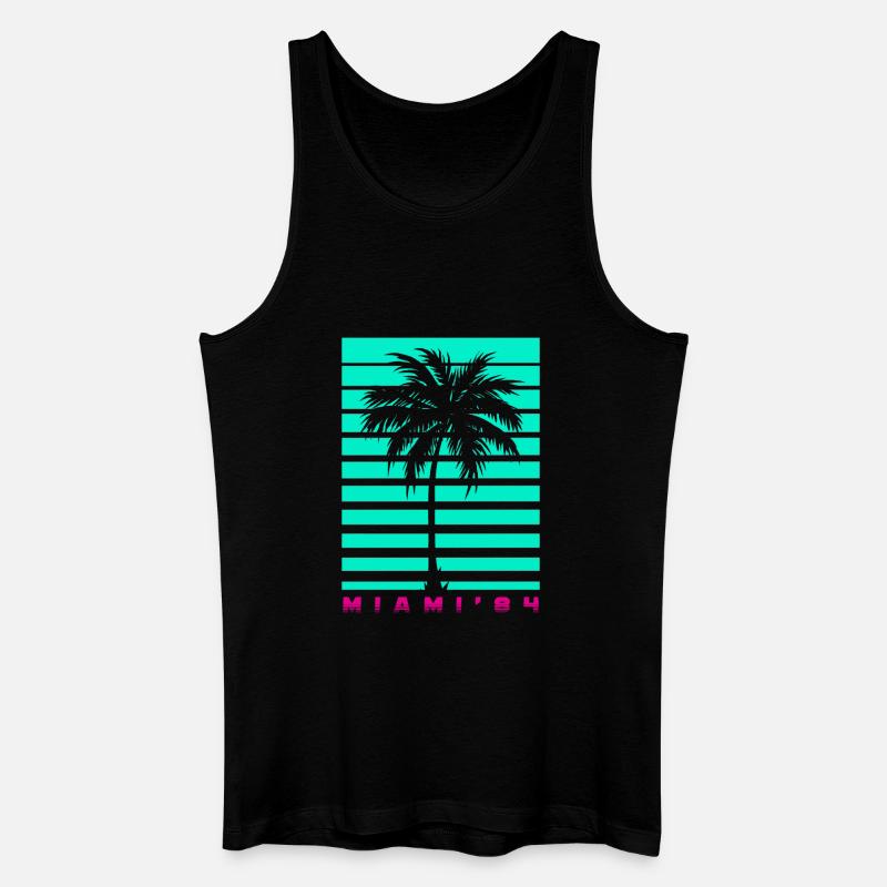 Miami Palm Tree Retro - Männer Bio Tank Top - Schwarz