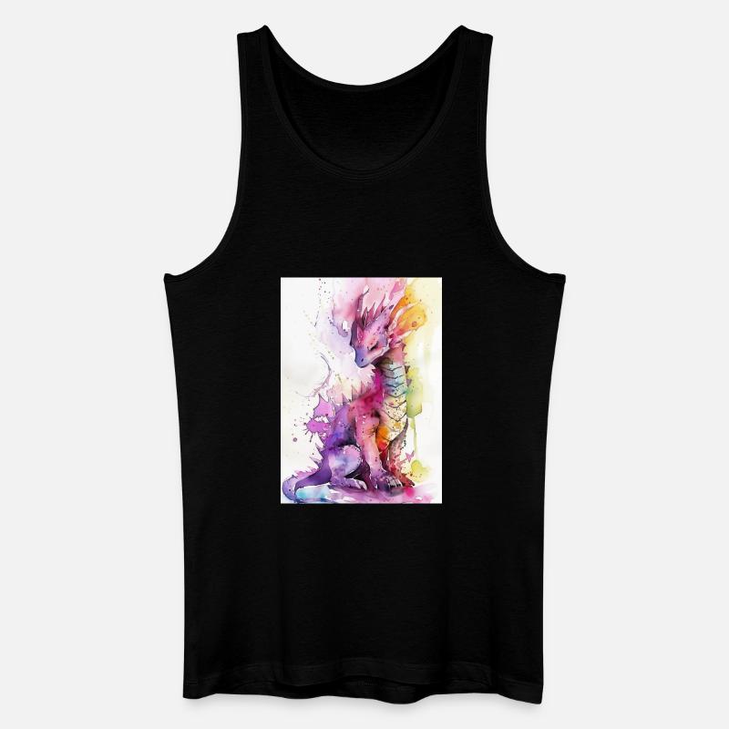 Regenbogen Aquarell Drache - Männer Bio Tank Top - Schwarz
