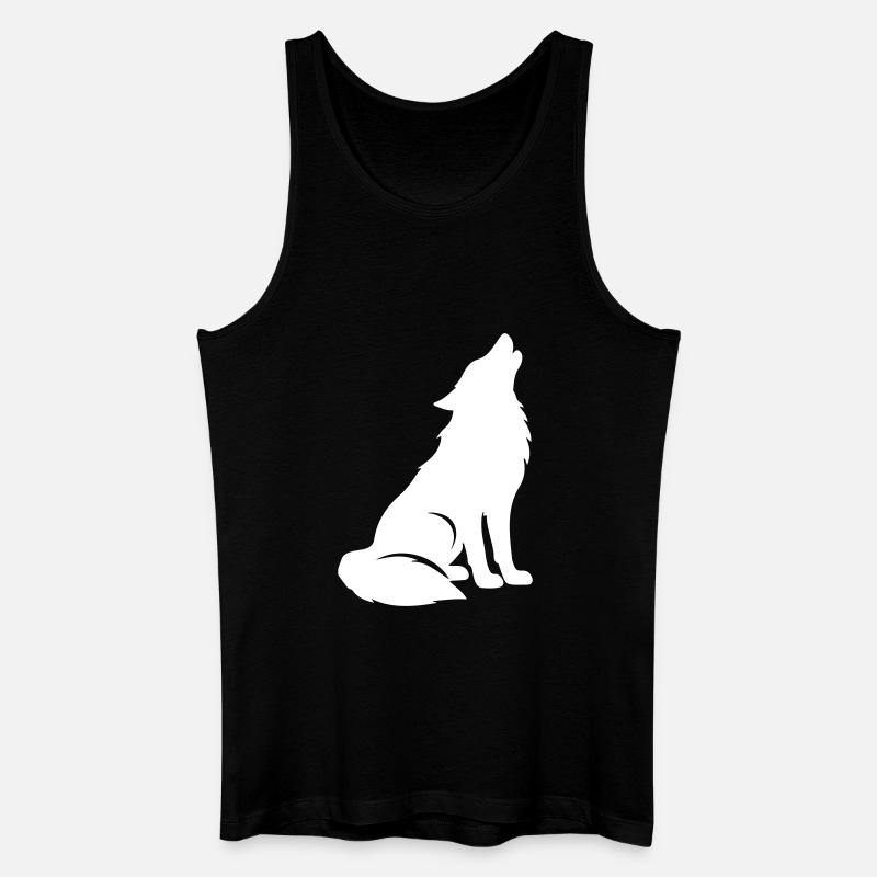 Wolf Silhouette - Männer Bio Tank Top - Schwarz