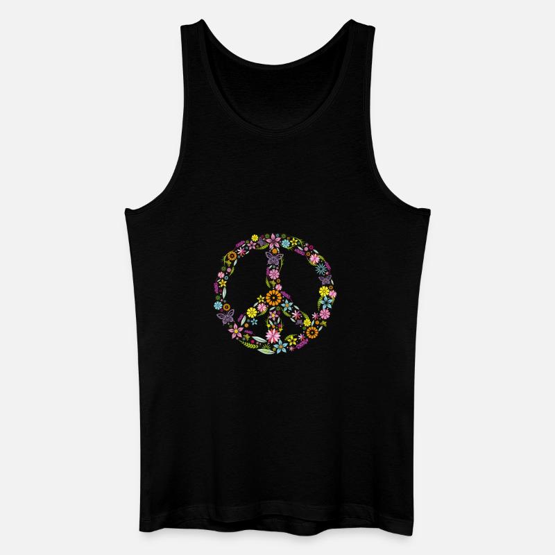 Floral Peace - Männer Bio Tank Top - Schwarz
