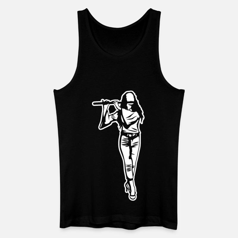 Flöte Mädchen Zeichnung - Männer Bio Tank Top - Schwarz
