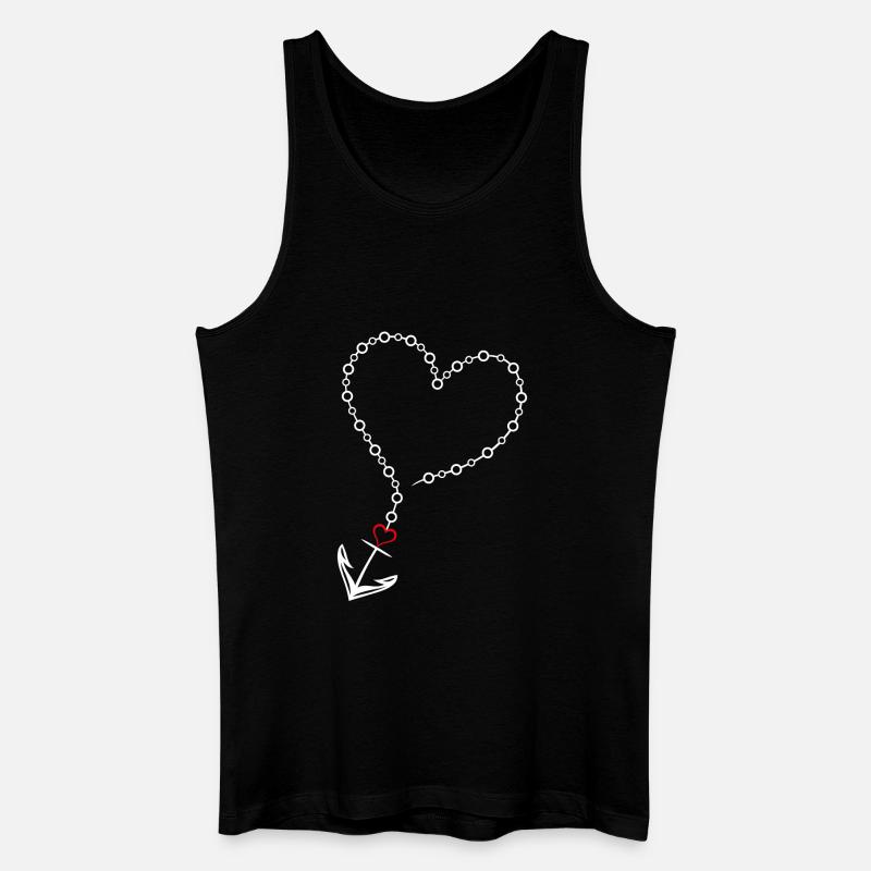 Herz mit Anker - Männer Bio Tank Top - Schwarz